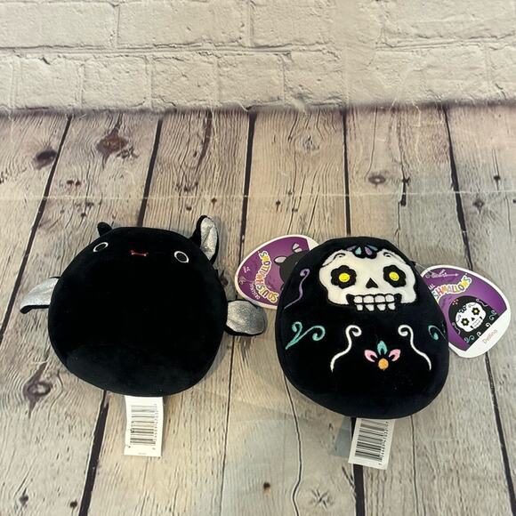 Squishmallows Mini Emily Bat and Defina Sugar Skull Plush - Picture 1 of 3